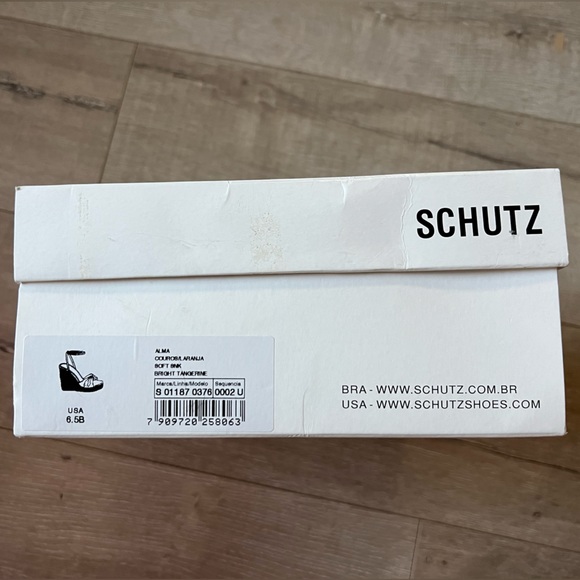 Schutz Alma Leather Espadrille Wedge Sandals - 6.5 Orange, new in box - Picture 6 of 7